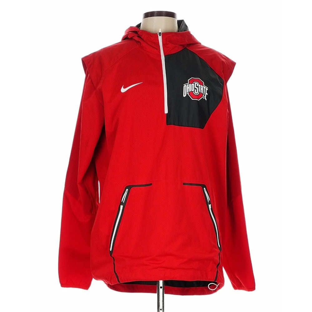 Nike Men's L Ohio State Buckeyes Speed Fly‎ Rush Half Zip Hooded Pullover Jacket